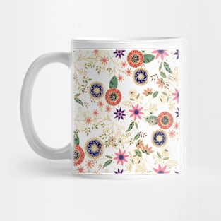 Trendy Colorful Folk Floral Original Golden Design Mug